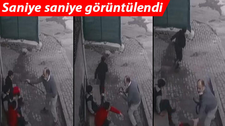 Şoke eden anlar! Takip etti, kemerle saldırdı, çocuklar kaçarak kurtuldu