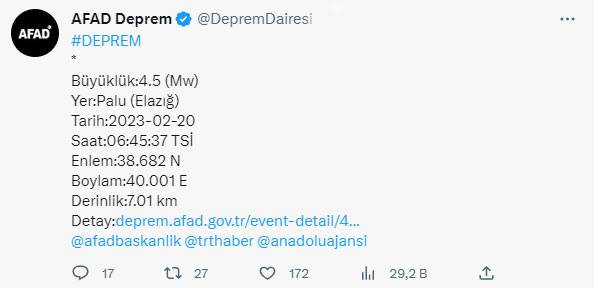Elazığ'da peş peşe korkutan depremler! AFAD açıkladı 1 elazigda pes pese korkutan depremler afad acikladi