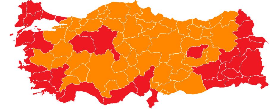 İllere göre Cumhurbaşkanlığı kesin olmayan seçim sonuçları