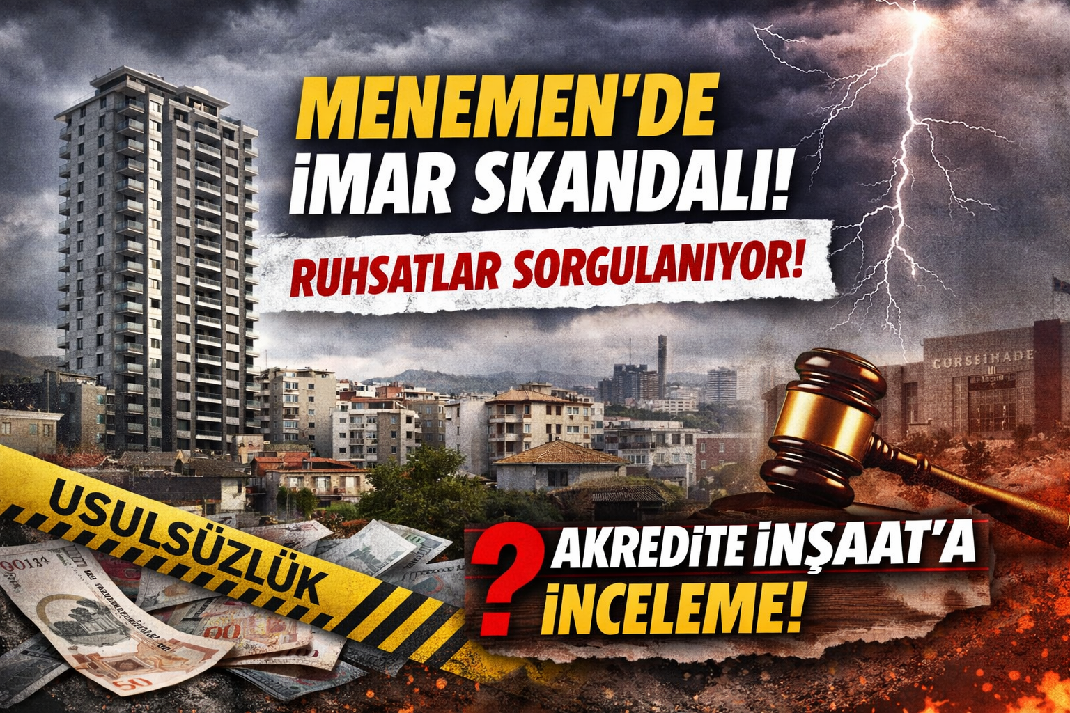 MENEMEN’DE İMAR SKANDALI: AYRICALIKLI 12,14 KATLI PROJELER TEK TEK PATLIYOR