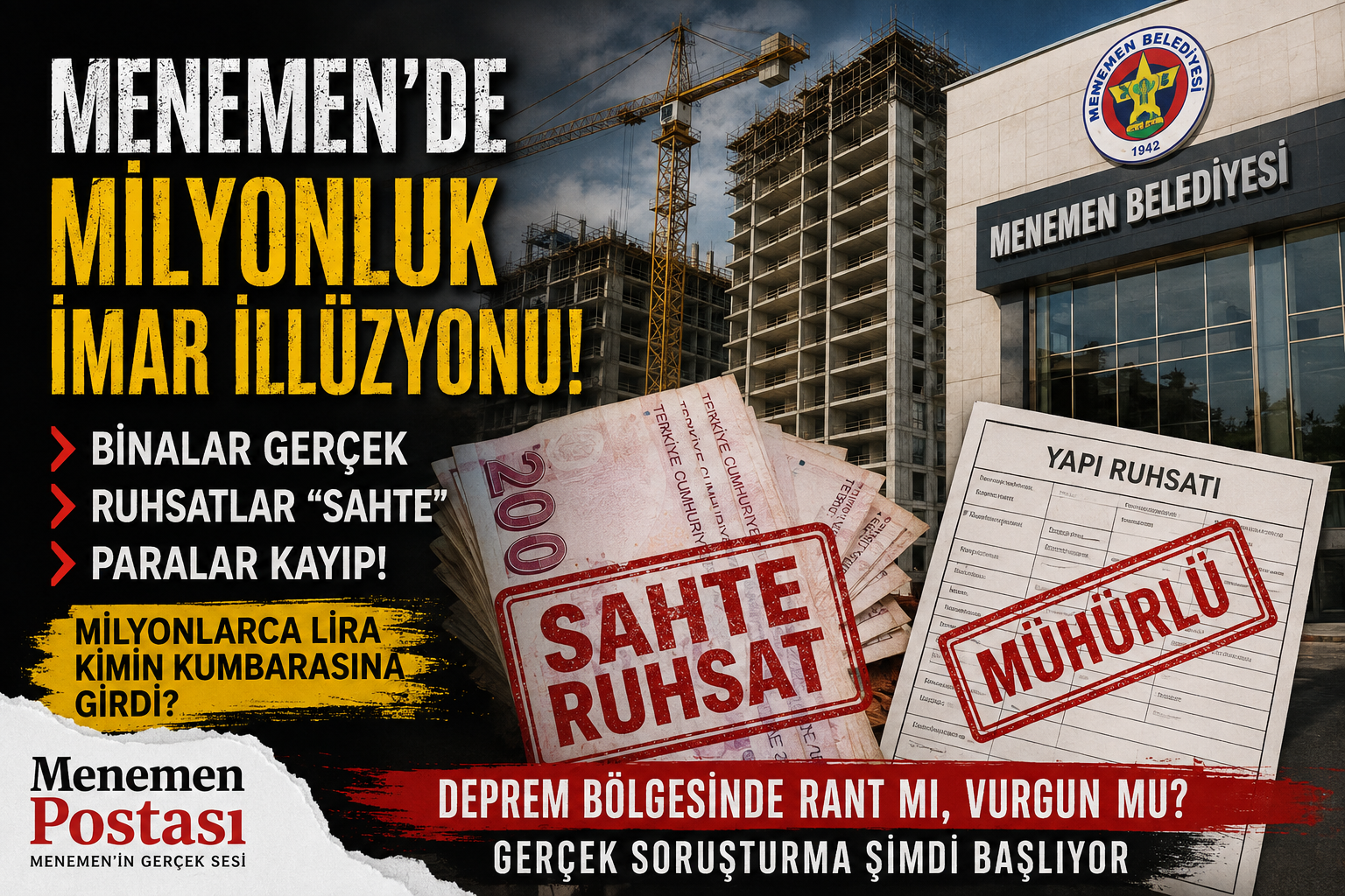 MENEMEN’DE MİLYONLUK İMAR KRİZİ: BİNALAR AYAKTA, RUHSATLAR TARTIŞMALI, GÖZLER SÜREÇTE 1!!!